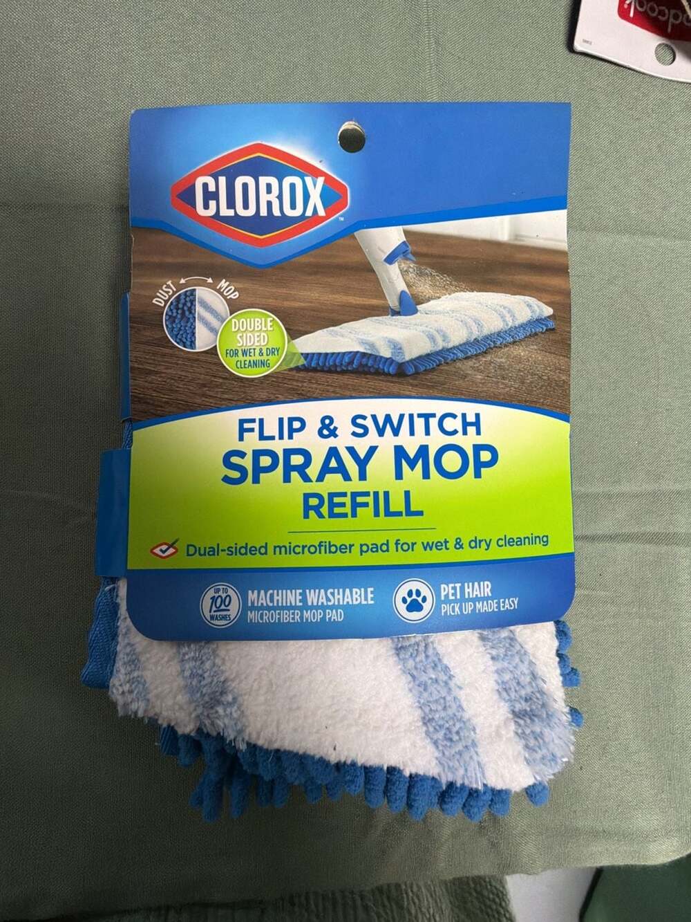 Clorox Flip & Switch Spray Mop Refill, Dual-Sided Microfiber Pad